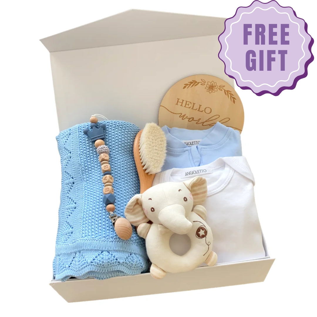 Newborn Baby Boy Gift  Hamper Blue Elephant Dreams