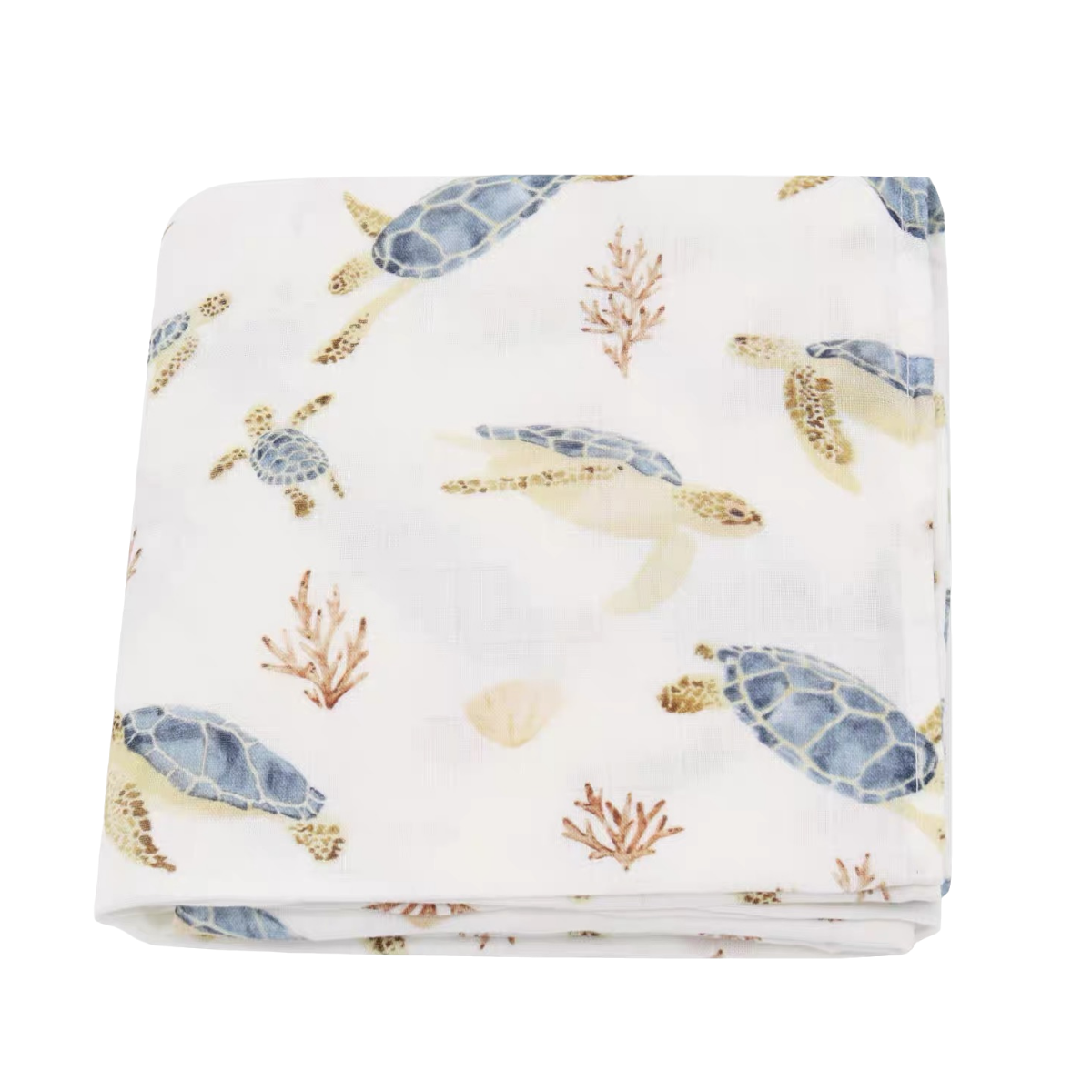 Angioletto Bamboo Muslin Blanket Blue Sea Turtle