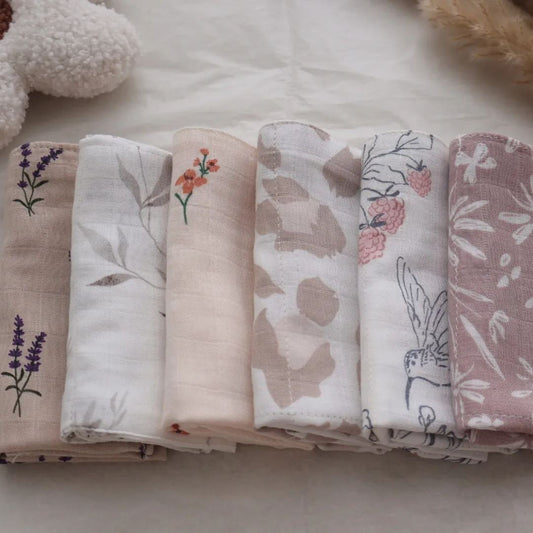 6 Pack Baby Bamboo Muslin Wash Cloth Flower