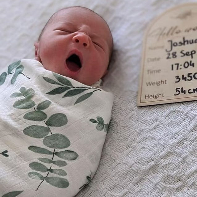 Angioletto Bamboo Muslin Blanket Green Leafs